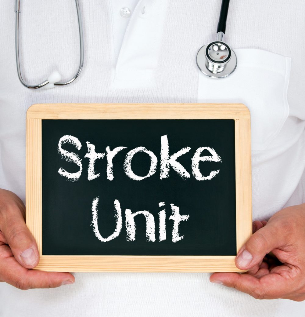 Tafel mit der Aufschrift "Stroke Unit"